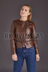 Ladies Brown Leather Jacket