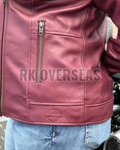 Ladies Pink Leather Jacket