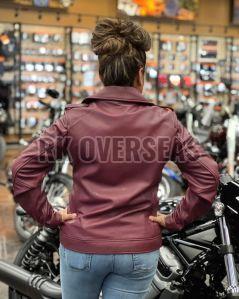 Ladies Pink Leather Jacket