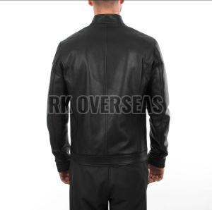 Mens Plain Black Leather Jacket