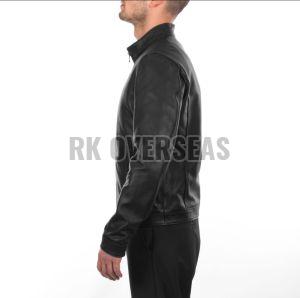 Mens Plain Black Leather Jacket
