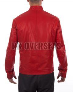Mens Full Sleeve Red Leather Jacket
