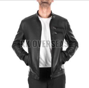 Mens Black Slim Fit Leather Jacket