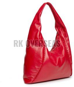 Ladies Red Leather Hobo Handbag
