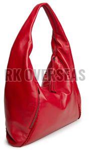 Ladies Red Leather Hobo Handbag