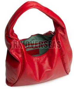 Ladies Red Leather Hobo Handbag