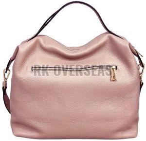 Ladies Stylish Peach Leather Handbag