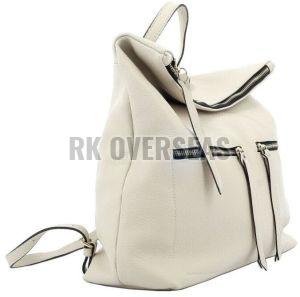 Ladies Fancy White Leather Backpack Bag