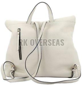 Ladies Fancy White Leather Backpack Bag