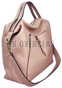 Ladies Stylish Peach Leather Handbag