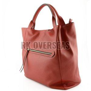 Ladies Dark Peach Leather Handbag