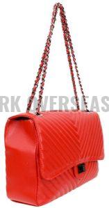 Ladies Red Designer Leather Side Bag