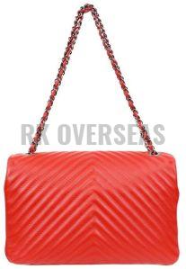 Ladies Red Designer Leather Side Bag