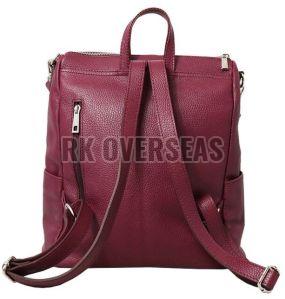 Ladies Pink Leather Backpack Bag