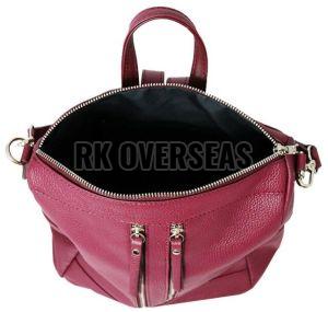 Ladies Pink Leather Backpack Bag