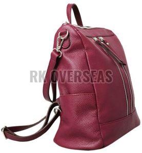 Ladies Pink Leather Backpack Bag