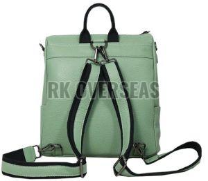 Ladies Sea Green Leather Backpack Bag