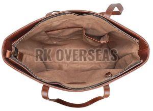 Shiny Brown Leather Tote Bag