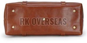 Shiny Brown Leather Tote Bag
