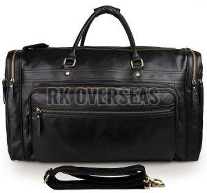 Black Genuine Leather Duffle Bag