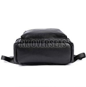 Ladies Plain Black Leather Backpack Bag