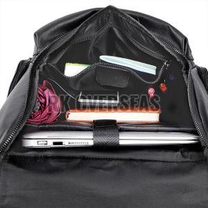 Ladies Plain Black Leather Backpack Bag