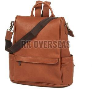 Designer Brown Leather Backpack Bag