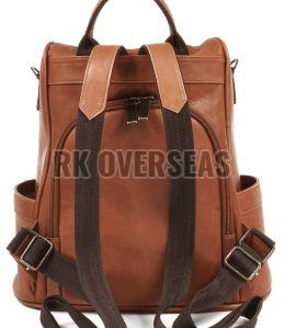 Designer Brown Leather Backpack Bag