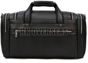 Leather Black Travel Duffle Bag