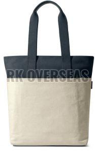 Black and Cream Cotton Canvas Tote Bag
