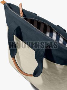 Black and Cream Cotton Canvas Tote Bag