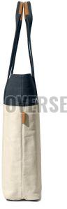 Black and Cream Cotton Canvas Tote Bag