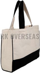 Cream and Black Cotton Canvas Tote Bag