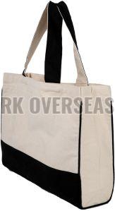 Cream and Black Cotton Canvas Tote Bag