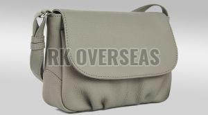 Ladies Plain Grey Leather Crossbody Bag