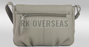 Ladies Plain Grey Leather Crossbody Bag