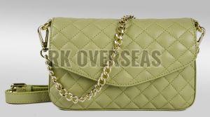 Ladies Green Leather Designer Clutch Bag