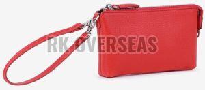 Ladies Dark Pink Leather Pouch Purse