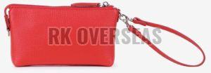 Ladies Dark Pink Leather Pouch Purse
