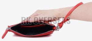 Ladies Dark Pink Leather Pouch Purse