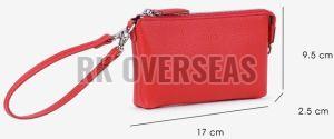Ladies Dark Pink Leather Pouch Purse