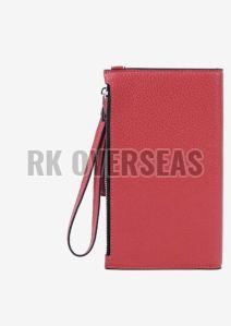 Ladies Pink Long Buckle Leather Wallet