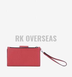 Ladies Pink Long Buckle Leather Wallet