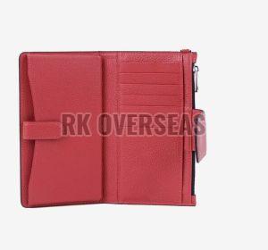 Ladies Pink Long Buckle Leather Wallet
