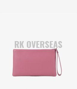 Ladies Pink Leather Pouch Purse