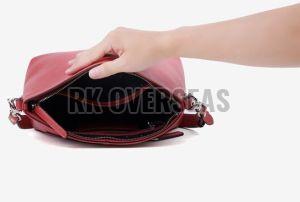 Ladies Dark Peach Leather Crossbody Bag