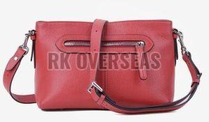 Ladies Dark Peach Leather Crossbody Bag