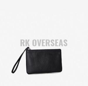 Ladies Black Leather Pouch Purse