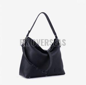 Ladies Black Leather Hobo Handbag