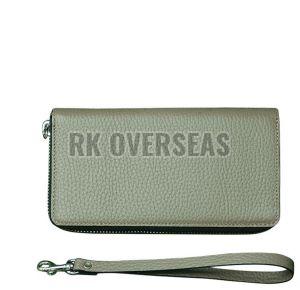 Ladies Plain Light Green Leather Wallet